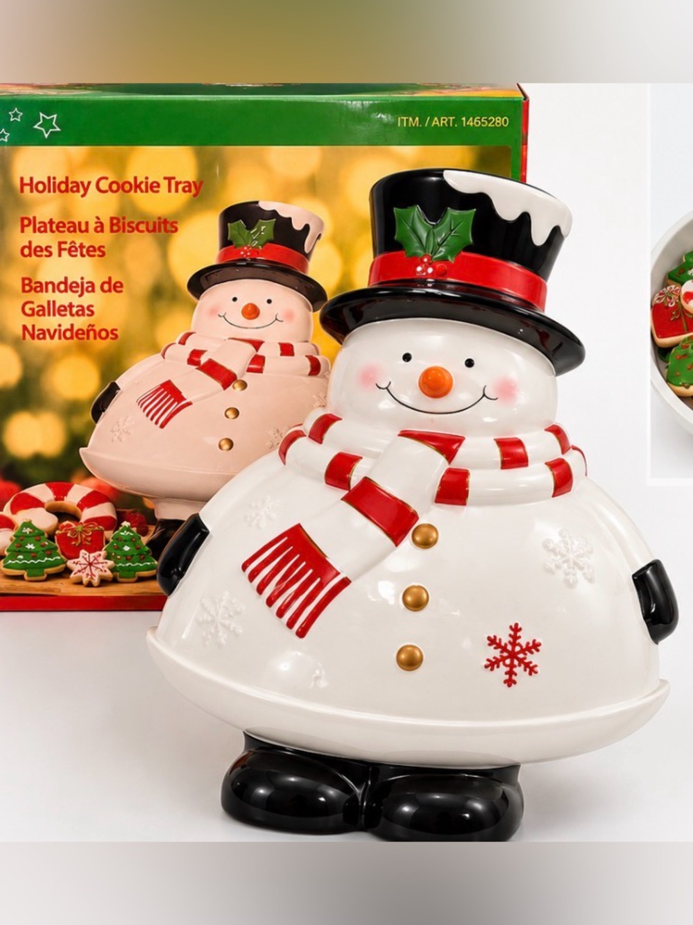 Holiday Snowman Cookie Tray - White and Red